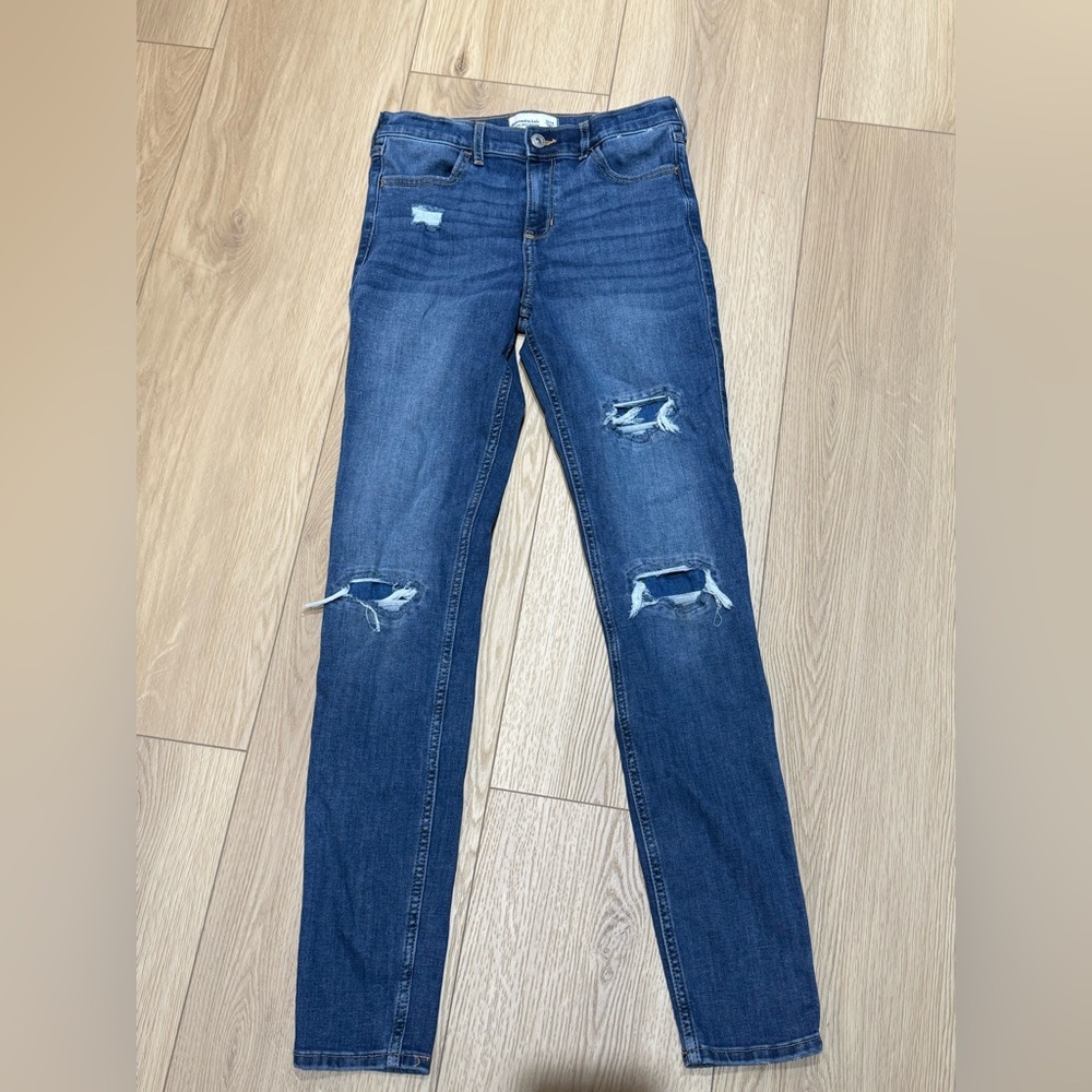 Abercrombie Kids Ripped Blue Skinny Jeans